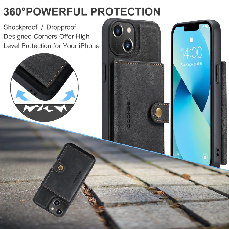 For iPhone 15 JEEHOOD Retro Magnetic Detachable Leather Phone Case(Black) - HoMEdemic™ 