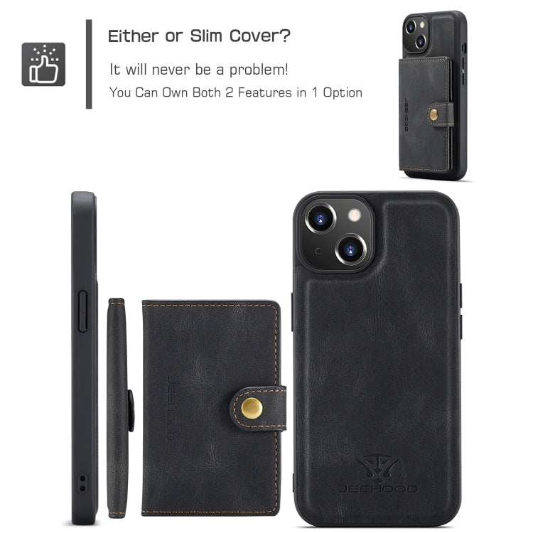 For iPhone 15 JEEHOOD Retro Magnetic Detachable Leather Phone Case(Black) - HoMEdemic™ 