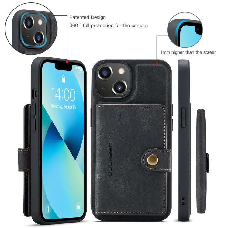 For iPhone 15 JEEHOOD Retro Magnetic Detachable Leather Phone Case(Black) - HoMEdemic™ 