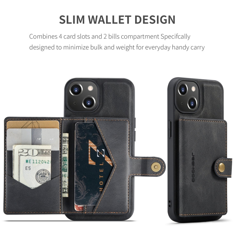 For iPhone 15 JEEHOOD Retro Magnetic Detachable Leather Phone Case(Black) - HoMEdemic™ 
