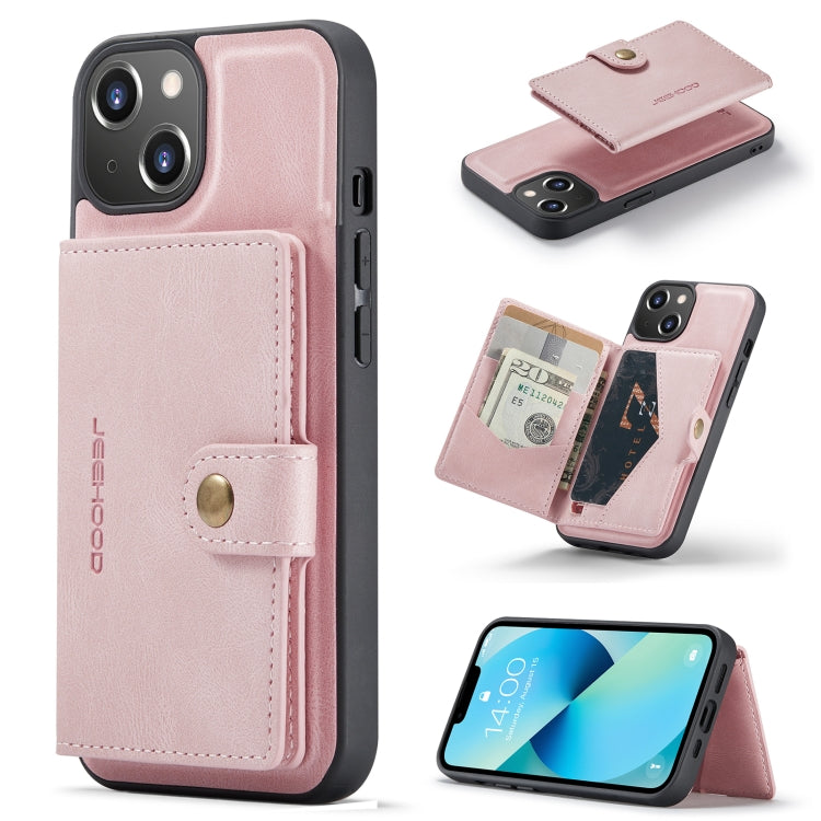 For iPhone 15 JEEHOOD Retro Magnetic Detachable Leather Phone Case(Pink) - HoMEdemic™ 