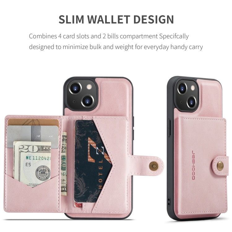 For iPhone 15 JEEHOOD Retro Magnetic Detachable Leather Phone Case(Pink) - HoMEdemic™ 