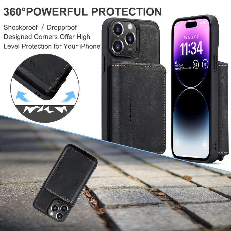 For iPhone 15 Pro Max JEEHOOD Magnetic Zipper Wallet Leather Phone Case(Black) - HoMEdemic™ 