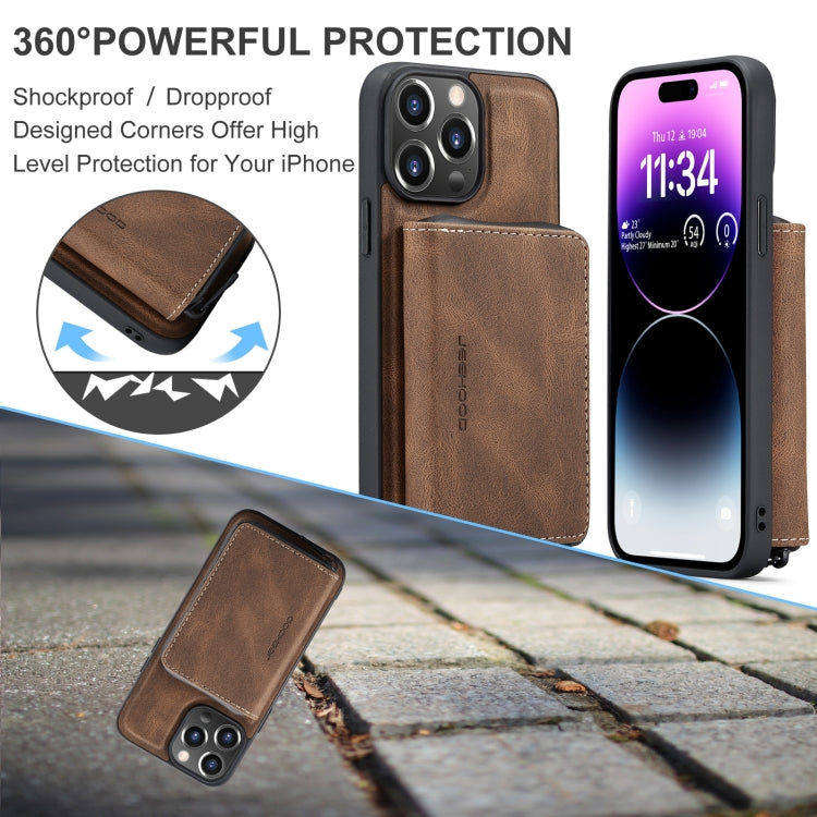 For iPhone 15 Pro Max JEEHOOD Magnetic Zipper Wallet Leather Phone Case(Brown) - HoMEdemic™ 