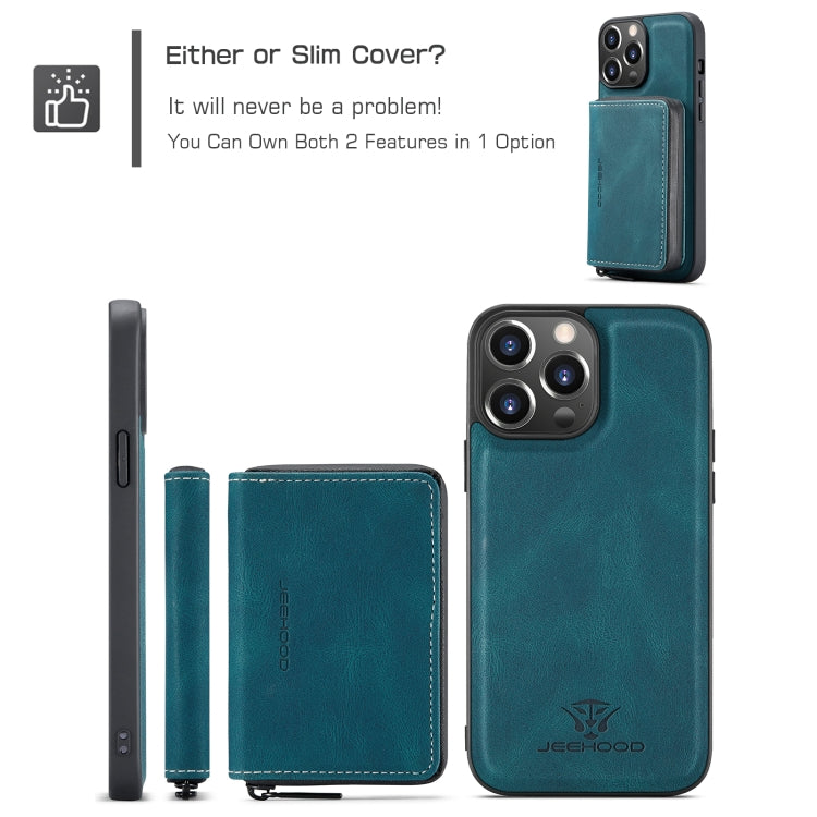 For iPhone 15 Pro Max JEEHOOD Magnetic Zipper Wallet Leather Phone Case(Blue) - HoMEdemic™ 