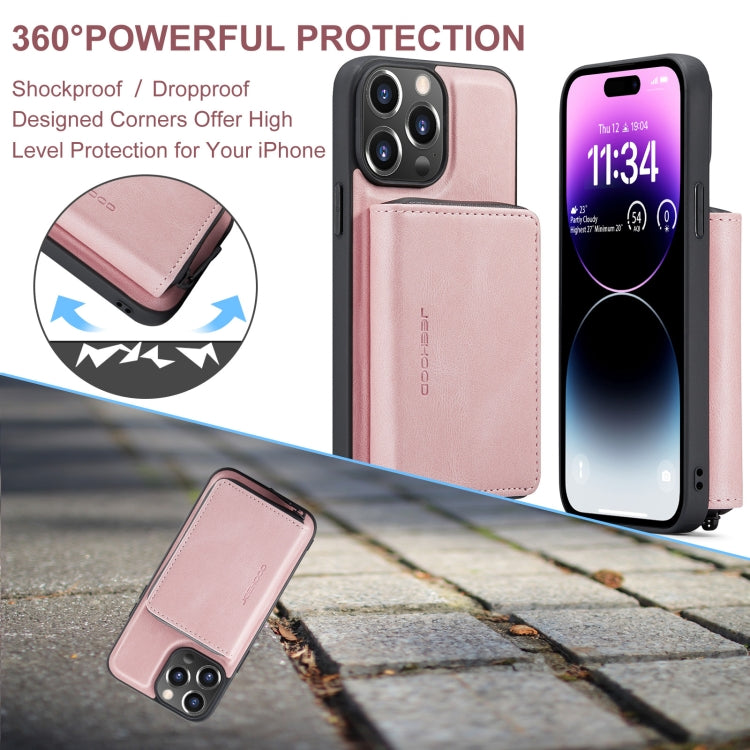 For iPhone 15 Pro Max JEEHOOD Magnetic Zipper Wallet Leather Phone Case(Pink) - HoMEdemic™ 