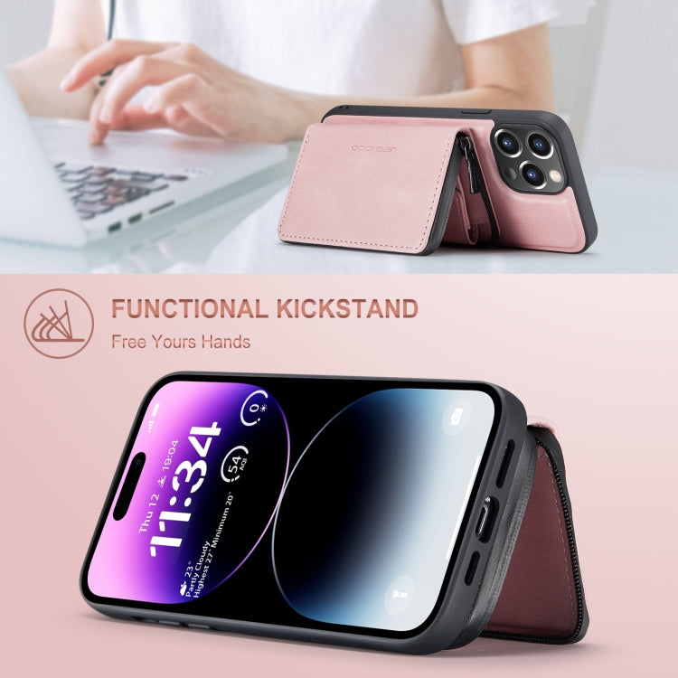 For iPhone 15 Pro Max JEEHOOD Magnetic Zipper Wallet Leather Phone Case(Pink) - HoMEdemic™ 