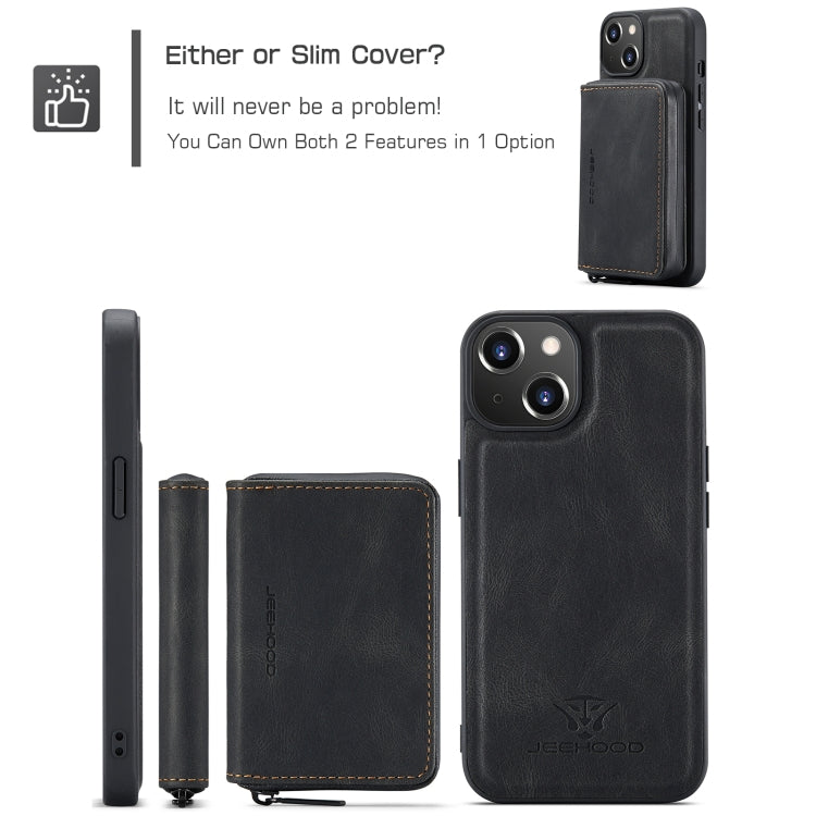 For iPhone 15 Plus JEEHOOD Magnetic Zipper Wallet Leather Phone Case(Black) - HoMEdemic™ 