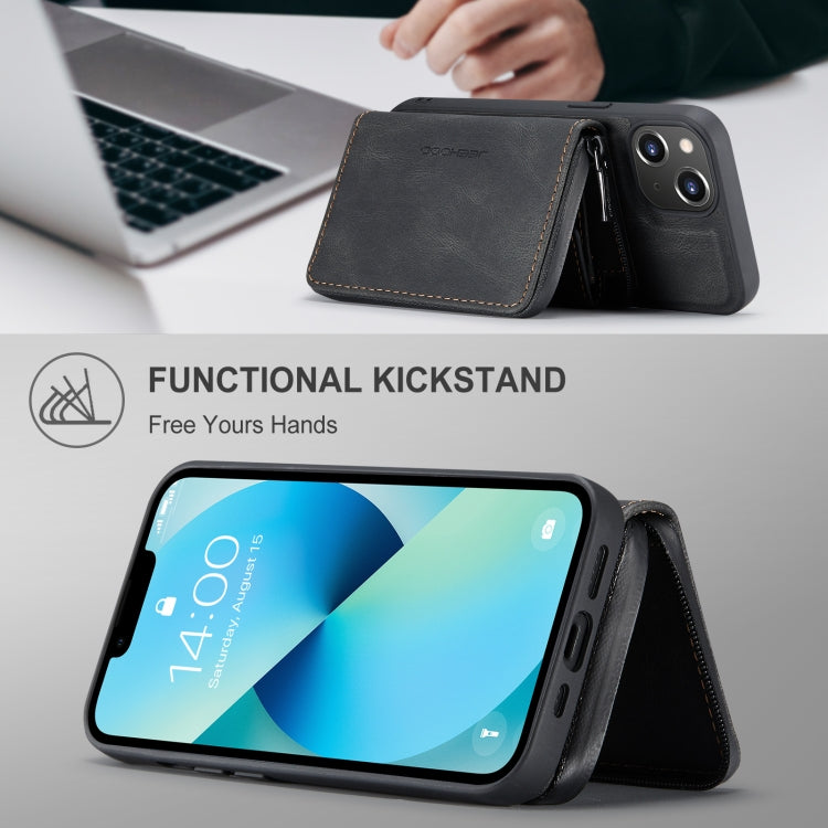 For iPhone 15 Plus JEEHOOD Magnetic Zipper Wallet Leather Phone Case(Black) - HoMEdemic™ 