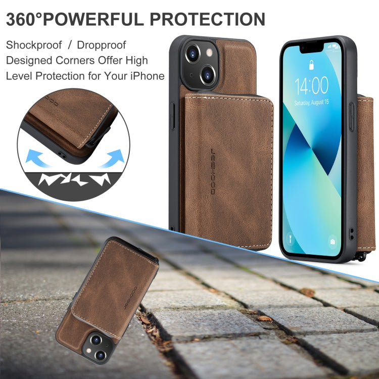 For iPhone 15 Plus JEEHOOD Magnetic Zipper Wallet Leather Phone Case(Brown) - HoMEdemic™ 