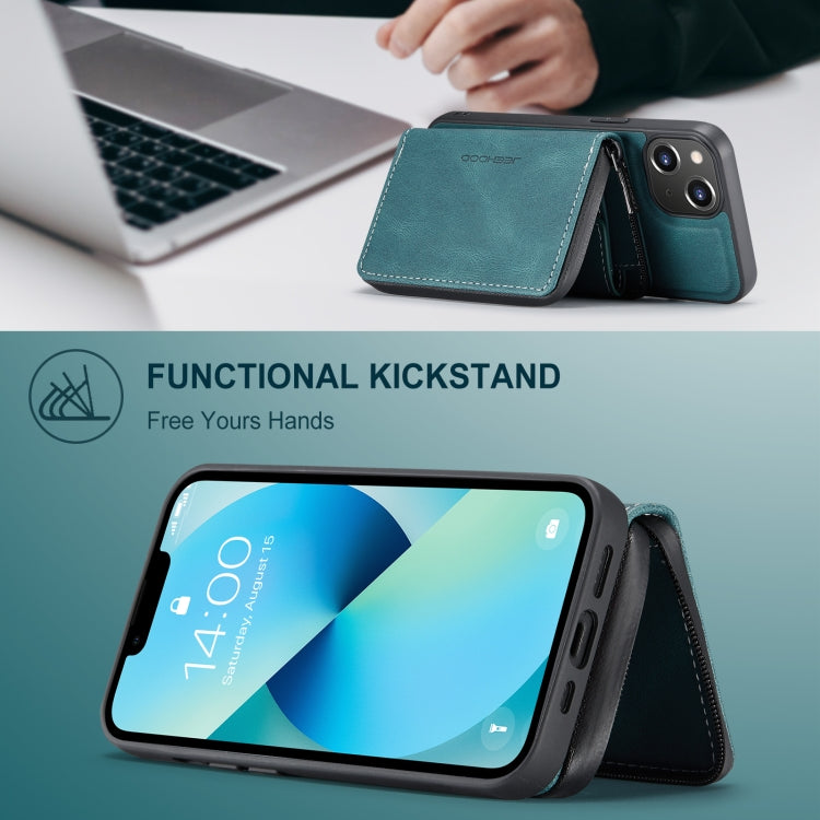 For iPhone 15 Plus JEEHOOD Magnetic Zipper Wallet Leather Phone Case(Blue) - HoMEdemic™ 