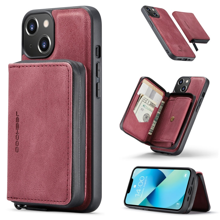 For iPhone 15 Plus JEEHOOD Magnetic Zipper Wallet Leather Phone Case(Red) - HoMEdemic™ 