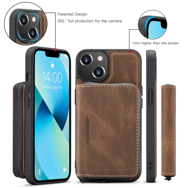 For iPhone 15 JEEHOOD Magnetic Zipper Wallet Leather Phone Case(Brown) - HoMEdemic™ 