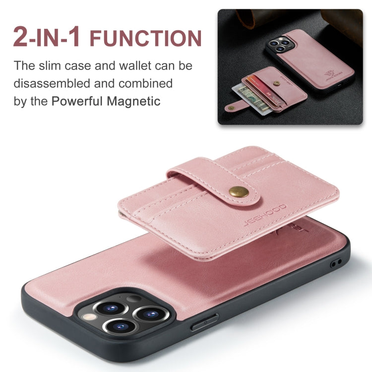 For iPhone 15 Pro Max JEEHOOD RFID Blocking Anti-Theft Magnetic PU Phone Case(Pink) - HoMEdemic™ 