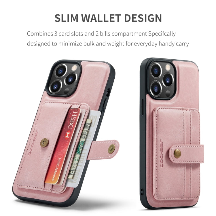 For iPhone 15 Pro Max JEEHOOD RFID Blocking Anti-Theft Magnetic PU Phone Case(Pink) - HoMEdemic™ 
