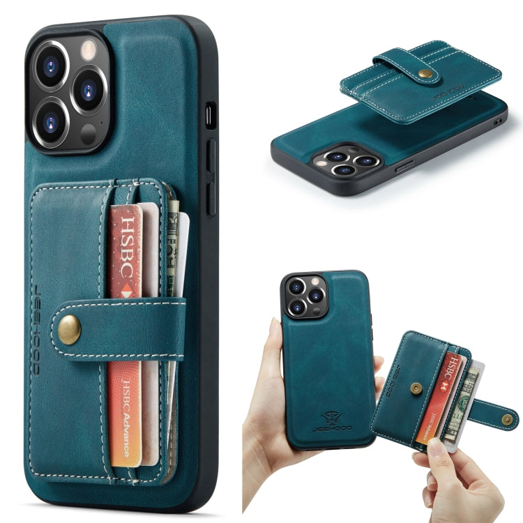 For iPhone 15 Pro Max JEEHOOD RFID Blocking Anti-Theft Magnetic PU Phone Case(Blue) - HoMEdemic™ 