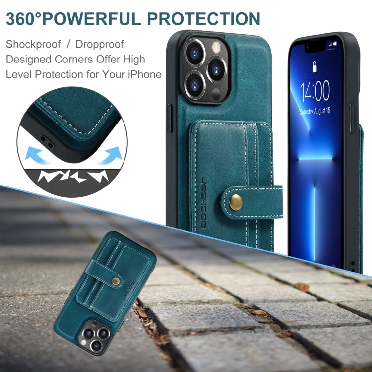 For iPhone 15 Pro Max JEEHOOD RFID Blocking Anti-Theft Magnetic PU Phone Case(Blue) - HoMEdemic™ 
