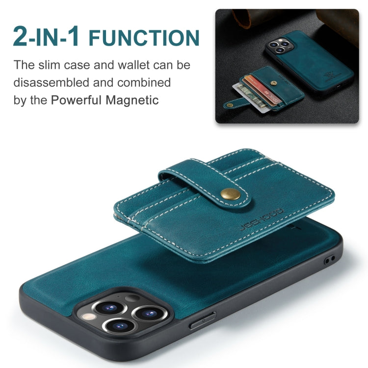 For iPhone 15 Pro Max JEEHOOD RFID Blocking Anti-Theft Magnetic PU Phone Case(Blue) - HoMEdemic™ 