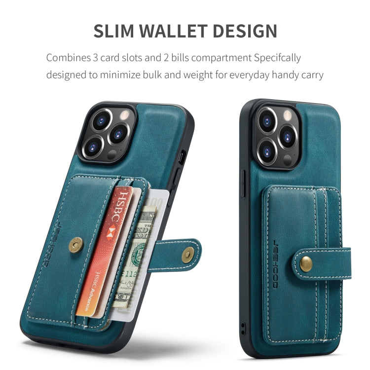For iPhone 15 Pro Max JEEHOOD RFID Blocking Anti-Theft Magnetic PU Phone Case(Blue) - HoMEdemic™ 