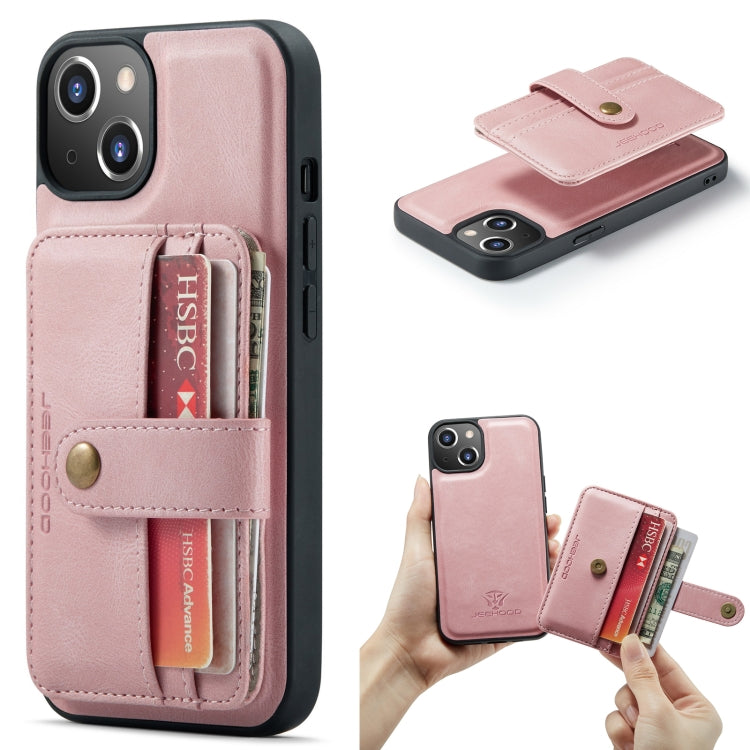 For iPhone 15 Plus JEEHOOD RFID Blocking Anti-Theft Magnetic PU Phone Case(Pink) - HoMEdemic™ 