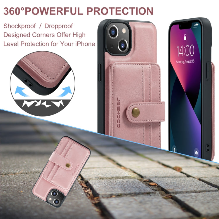 For iPhone 15 Plus JEEHOOD RFID Blocking Anti-Theft Magnetic PU Phone Case(Pink) - HoMEdemic™ 