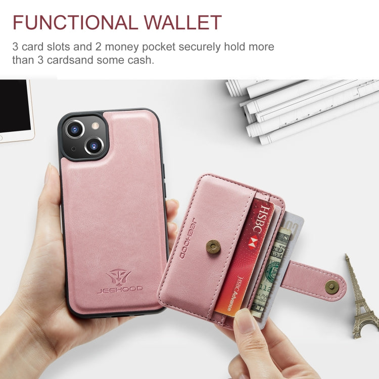 For iPhone 15 Plus JEEHOOD RFID Blocking Anti-Theft Magnetic PU Phone Case(Pink) - HoMEdemic™ 