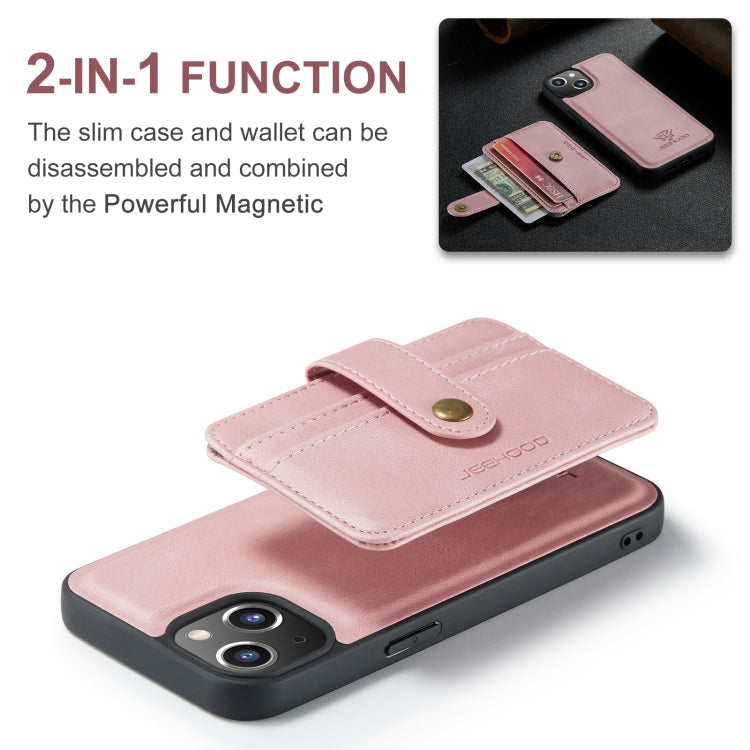 For iPhone 15 Plus JEEHOOD RFID Blocking Anti-Theft Magnetic PU Phone Case(Pink) - HoMEdemic™ 