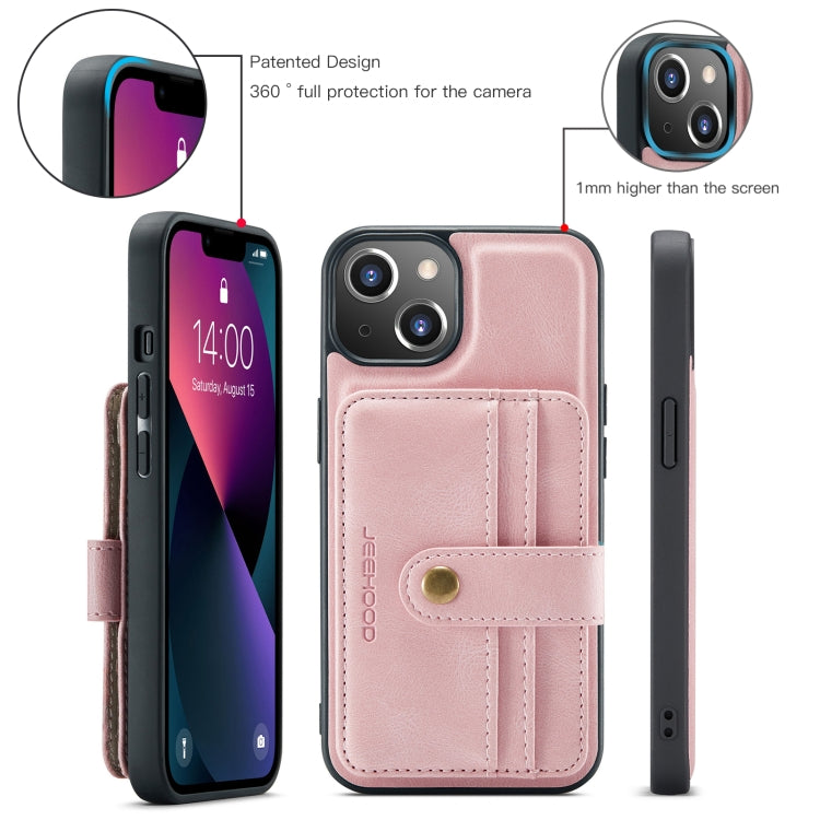 For iPhone 15 Plus JEEHOOD RFID Blocking Anti-Theft Magnetic PU Phone Case(Pink) - HoMEdemic™ 