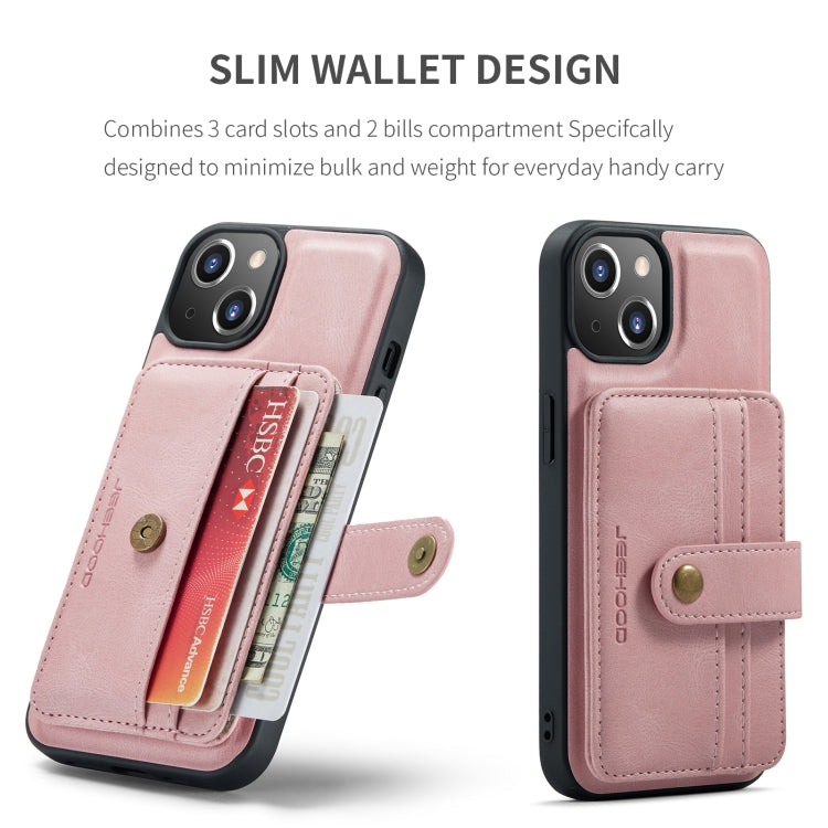 For iPhone 15 Plus JEEHOOD RFID Blocking Anti-Theft Magnetic PU Phone Case(Pink) - HoMEdemic™ 