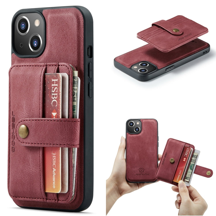 For iPhone 15 Plus JEEHOOD RFID Blocking Anti-Theft Magnetic PU Phone Case(Red) - HoMEdemic™ 
