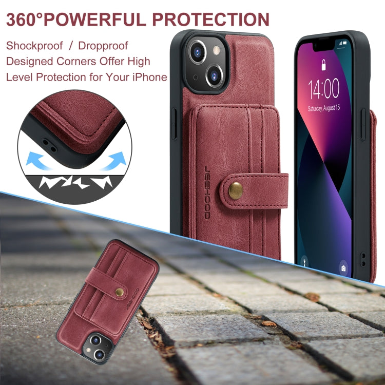 For iPhone 15 Plus JEEHOOD RFID Blocking Anti-Theft Magnetic PU Phone Case(Red) - HoMEdemic™ 