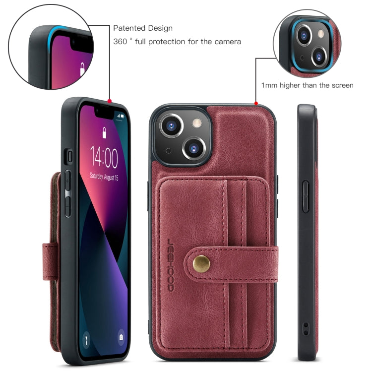 For iPhone 15 Plus JEEHOOD RFID Blocking Anti-Theft Magnetic PU Phone Case(Red) - HoMEdemic™ 