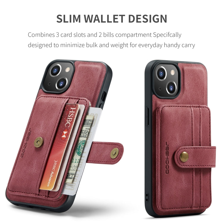 For iPhone 15 Plus JEEHOOD RFID Blocking Anti-Theft Magnetic PU Phone Case(Red) - HoMEdemic™ 