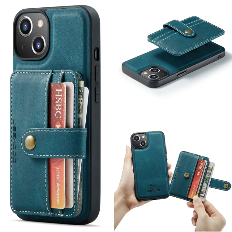 For iPhone 15 Plus JEEHOOD RFID Blocking Anti-Theft Magnetic PU Phone Case(Blue) - HoMEdemic™ 