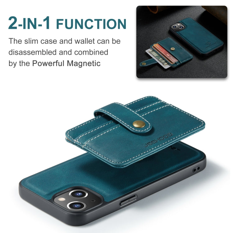 For iPhone 15 Plus JEEHOOD RFID Blocking Anti-Theft Magnetic PU Phone Case(Blue) - HoMEdemic™ 