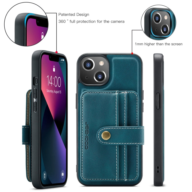 For iPhone 15 Plus JEEHOOD RFID Blocking Anti-Theft Magnetic PU Phone Case(Blue) - HoMEdemic™ 