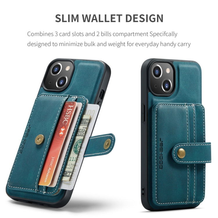 For iPhone 15 Plus JEEHOOD RFID Blocking Anti-Theft Magnetic PU Phone Case(Blue) - HoMEdemic™ 