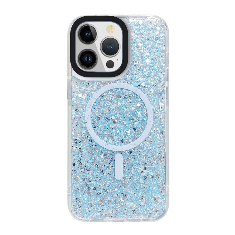 For iPhone 15 Pro Max Gold Armor MagSafe Glitter Epoxy Phone Case(Blue) - HoMEdemic™ 