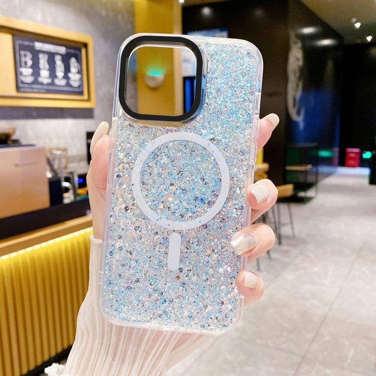 For iPhone 15 Pro Max Gold Armor MagSafe Glitter Epoxy Phone Case(Blue) - HoMEdemic™ 