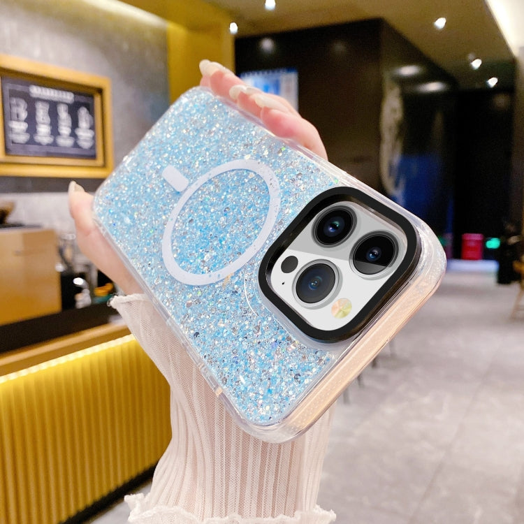 For iPhone 15 Pro Max Gold Armor MagSafe Glitter Epoxy Phone Case(Blue) - HoMEdemic™ 