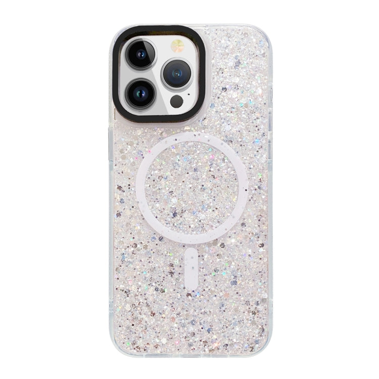 For iPhone 15 Pro Max Gold Armor MagSafe Glitter Epoxy Phone Case(White) - HoMEdemic™ 