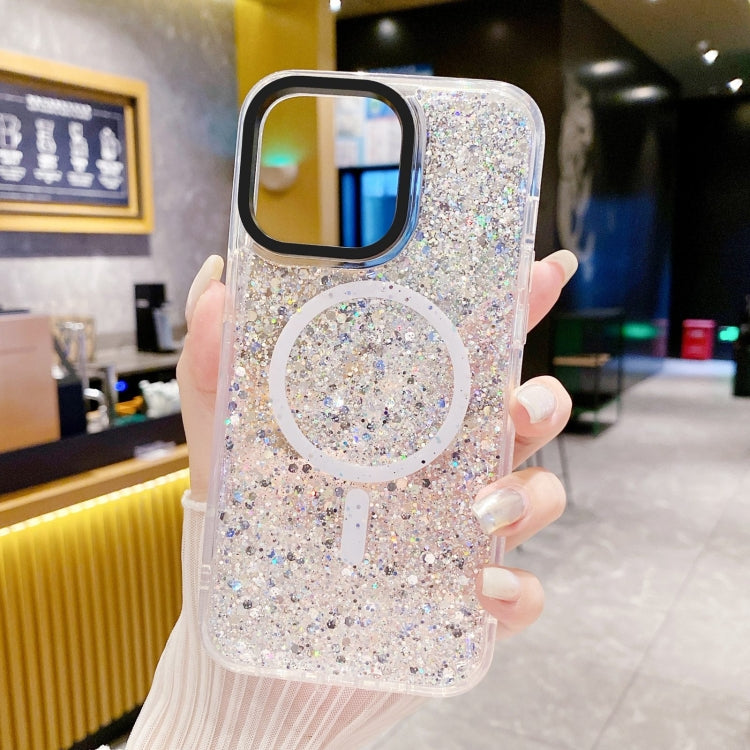 For iPhone 15 Pro Max Gold Armor MagSafe Glitter Epoxy Phone Case(White) - HoMEdemic™ 