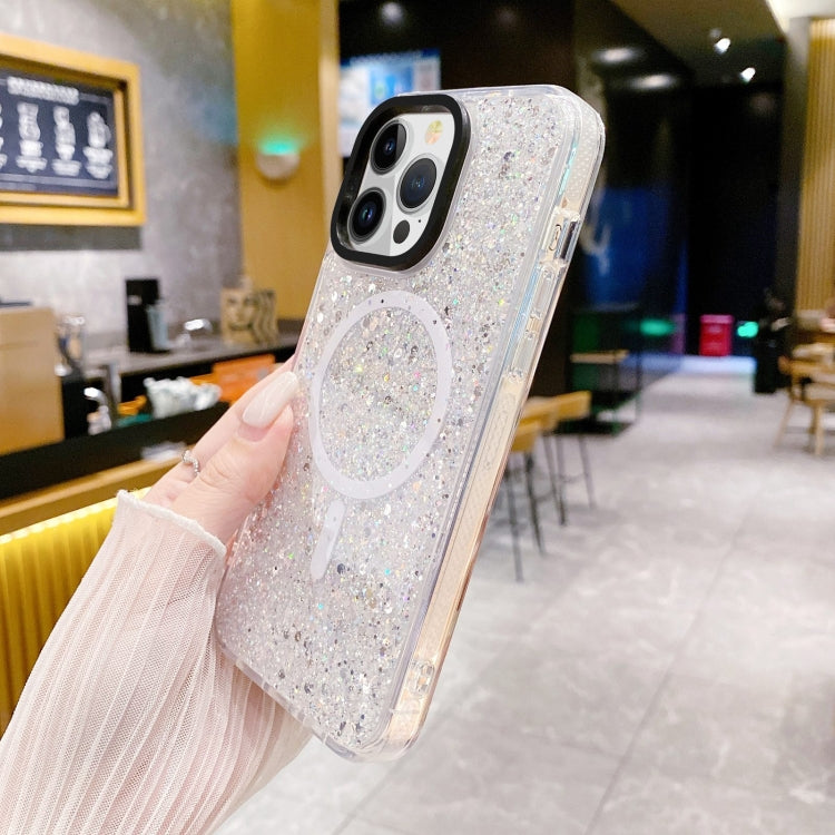 For iPhone 15 Pro Max Gold Armor MagSafe Glitter Epoxy Phone Case(White) - HoMEdemic™ 