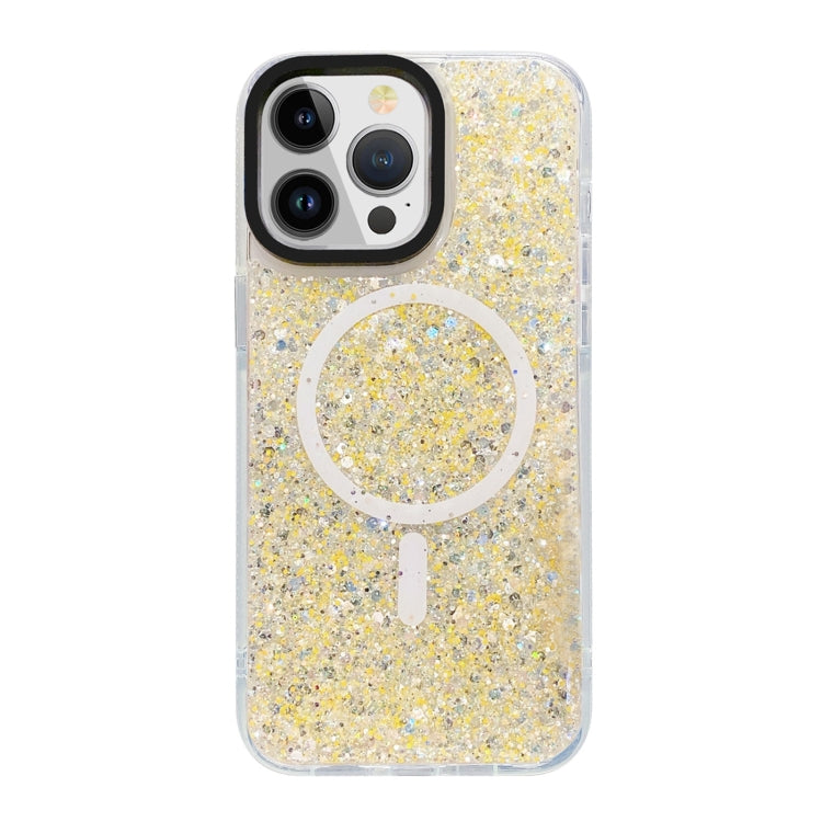 For iPhone 15 Pro Max Gold Armor MagSafe Glitter Epoxy Phone Case(Yellow) - HoMEdemic™ 