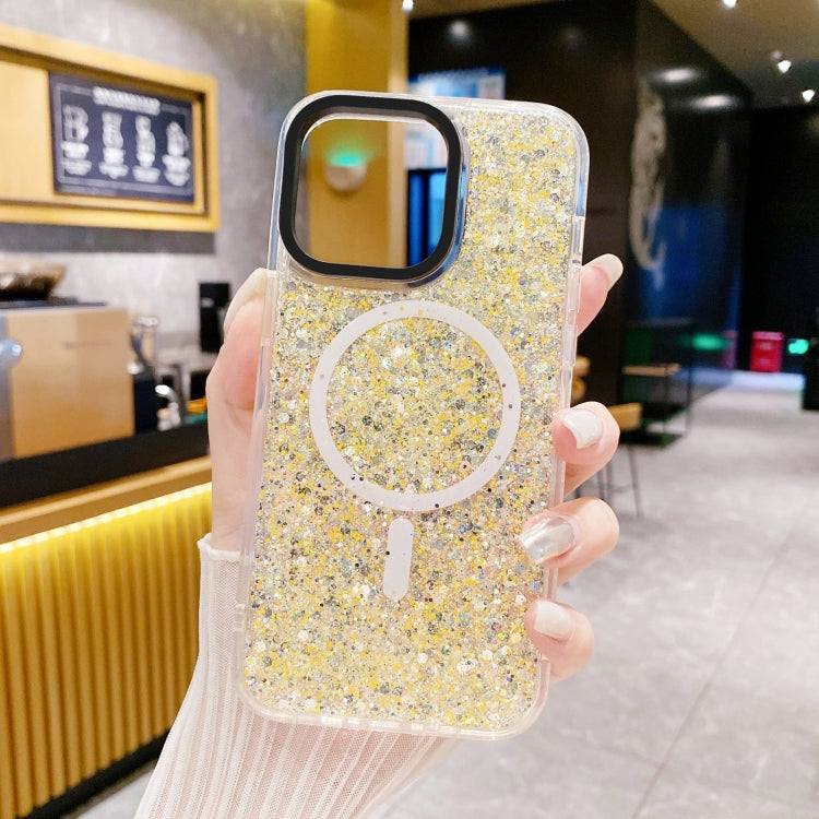 For iPhone 15 Pro Max Gold Armor MagSafe Glitter Epoxy Phone Case(Yellow) - HoMEdemic™ 