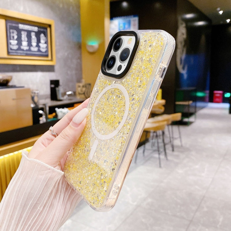 For iPhone 15 Pro Max Gold Armor MagSafe Glitter Epoxy Phone Case(Yellow) - HoMEdemic™ 