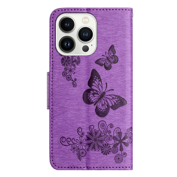 For iPhone 15 Pro Max Butterfly Embossed Flip Leather Phone Case(Purple) - HoMEdemic™ 