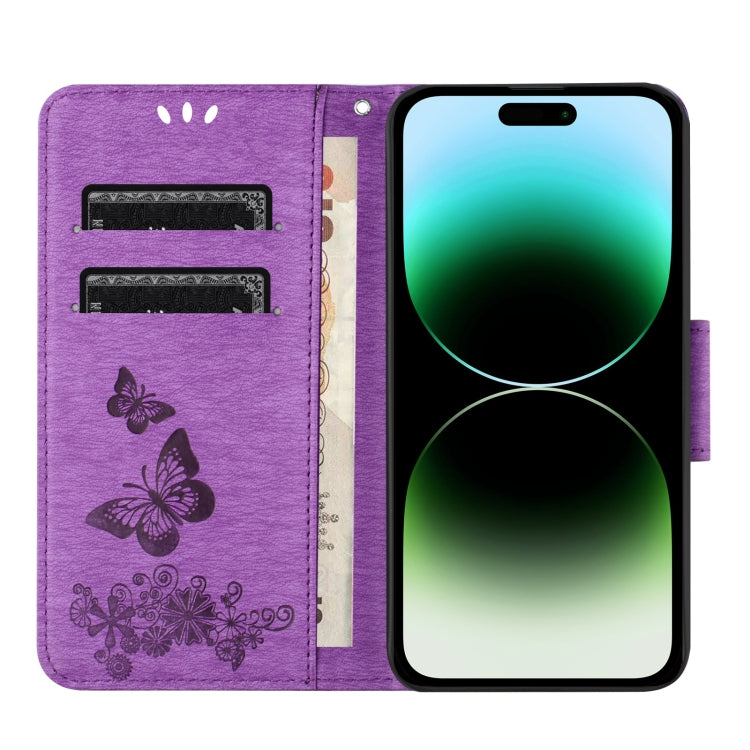 For iPhone 15 Pro Max Butterfly Embossed Flip Leather Phone Case(Purple) - HoMEdemic™ 