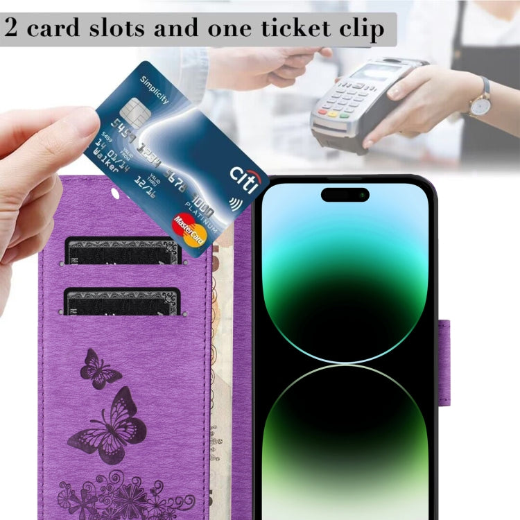For iPhone 15 Pro Max Butterfly Embossed Flip Leather Phone Case(Purple) - HoMEdemic™ 