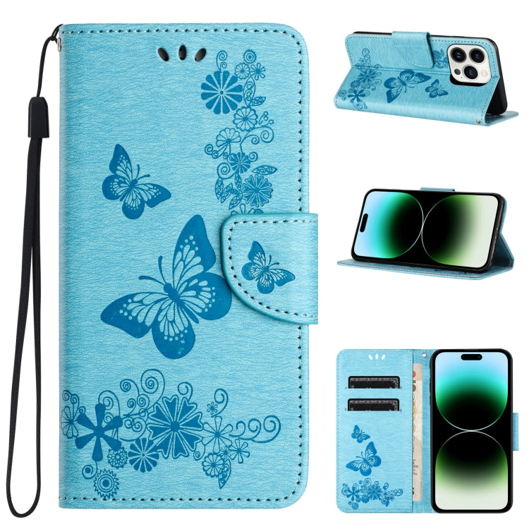 For iPhone 15 Pro Butterfly Embossed Flip Leather Phone Case(Blue) - HoMEdemic™ 